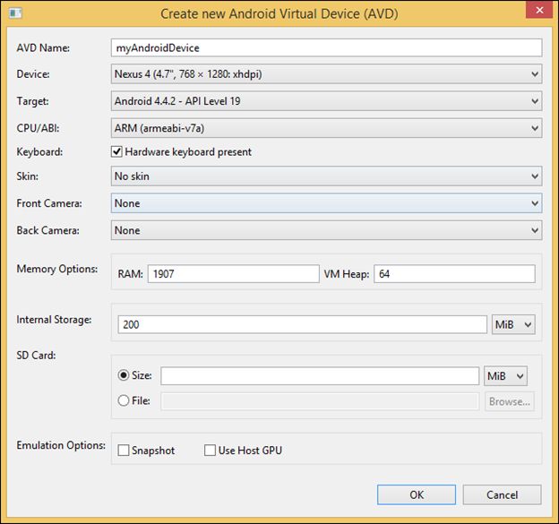 start Emulator in Xamarin 